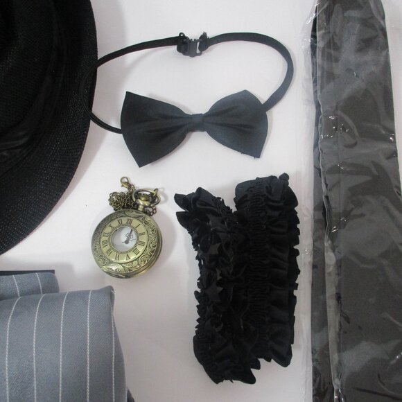 Vintage Manhattan Mens Gatsby Costume Accessories Set‎ Fedora Hat Suspenders - Picture 4 of 5